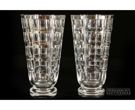 Simon Gate for Orrefors - two 'Thousand Windows' glass vases, etched mark to foot of Orrefors GA 395/31 and 395/221, 23.7cm h