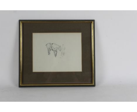 Attributed to Laura Knight DBE RA RWS (1877-1970),
Horse and figure,
Signed "LK" lower right and Laura Knight verso,
Pencil s