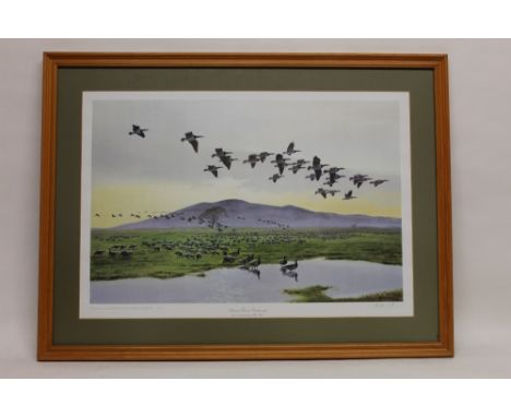 After Peter Scott, "Barnacle Geese at Caerlaverock"
Signed lower right,
Limited edition print, 156/500,
60 cm x 80 cm, framed