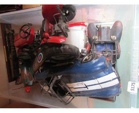 A box of modern metal toy vehicles including Massey Ferguson tractor 