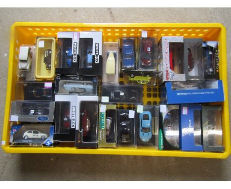 A box of assorted boxed diecast vehicles including Solido, White Box 