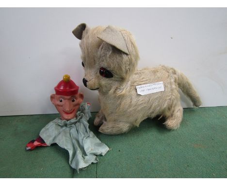 A Chiltern soft filled cat (care worn) and a 1950's Punch glove puppet