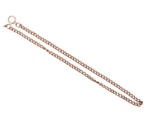 A 9 ct rose gold curb link chain, 42 cm, 21 g, (a/f)