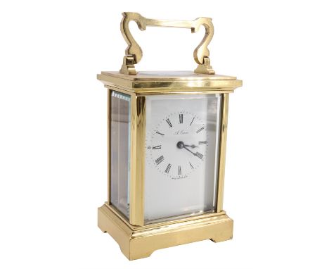 A late 20th Century carriage clock by A Carr, 16 cm including handle