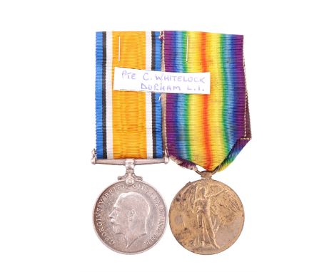 A British War and Allied Victory Medals to 52263 Pte G Whitelock, Durham Light Infantry 