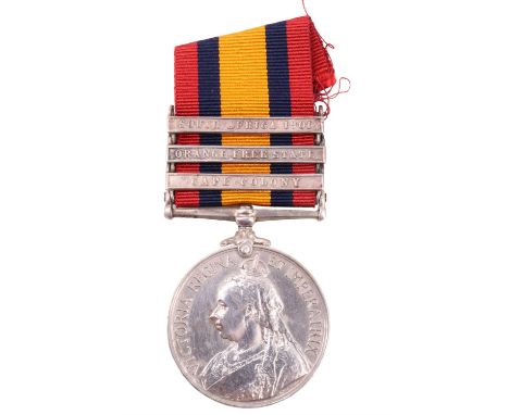 A Queen's South Africa Medal with three clasps to 2768 Pte M Elphinstone, 24th COY IMP YEO