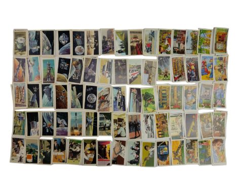 Three sets of vintage Brooke Bond Tea cards, comprising 'Inventors &amp; Inventions', 'The Race Into Space', and 'Police File