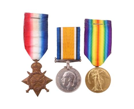 A 1914-15 Star, British War and Victory Medals to 9859 Pte T M Lloyd, Royal Lancashire Regiment 