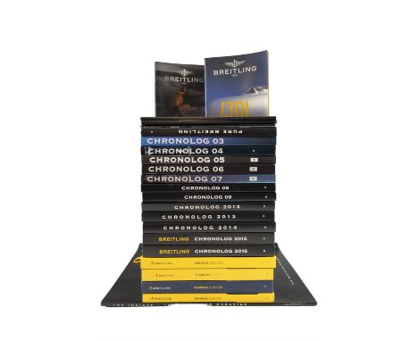 A large quantity of Breitling Chronolog watch year books and related publications