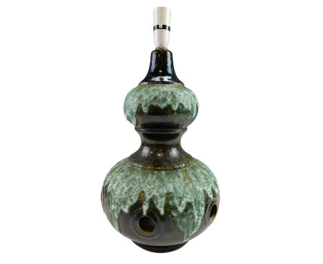 A vintage West German fat lava studio pottery lamp, 48 cm to socket 