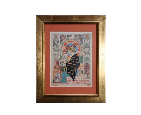 After Alphonse Mucha (1860-1939), Henri Privat-Livemont (1861 - 1936), Theophile Steinlen (1859 - 1923) Four Art Nouveau adve