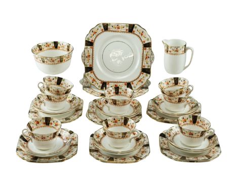 An Edwardian Gladstone China tea set, cup 9.5 x 6.5 cm excluding handle