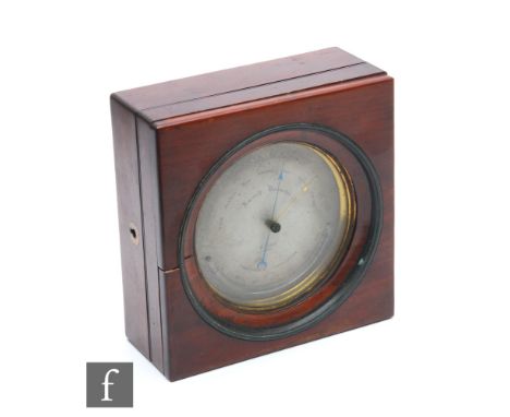 A 19th Century mahogany cased aneroid barometer by E J Dent Paris, serial no 22509, the silvered dial mounted with a Fahrenhe