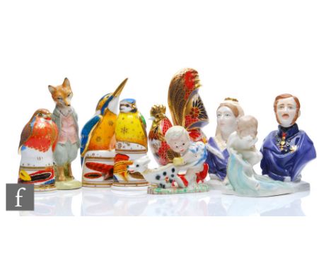 Six Royal Worcester candle snuffers from the&nbsp;The Connoisseur Collection comprising an Imari cockerel, a robin, kingfishe