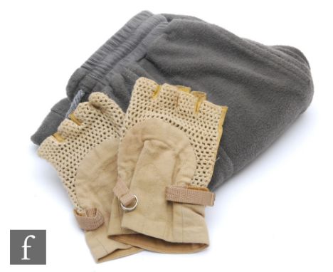 A group of film related props, to include a pair of canvas and mesh fingerless gloves worn by Dolph Lundgren in the 1992 movi