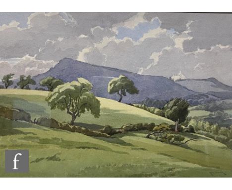 GEORGE COOPER, RBSA (FLOURISHED 1920-1940) - Wooded landscape with distant hills, watercolour, signed, framed, 30cm x 43cm, f