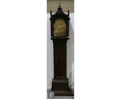 An 18th Century and later mahogany longcase clock, the eight-day movement with 12 inch broken arch brass dial with subsidiary