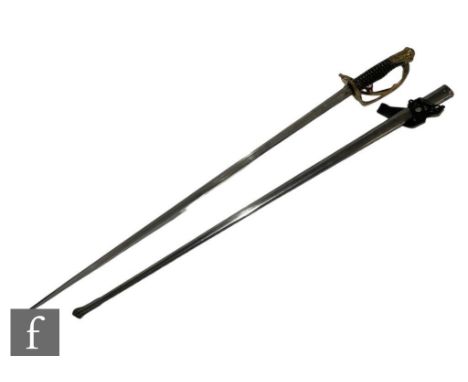 A late 19th early 20th Century French light calvary officer's sword the blade stamped G.Barre Fabt A Paris, pierced brass gua