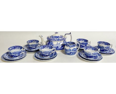 A quantity of Spode/Copeland Spode blue and white transfer printed 'Italian' pattern crockery comprising a Breakfast set of s