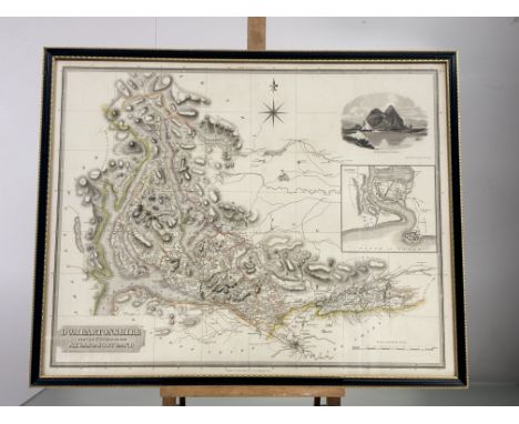 An engraving/print from Atlas of Scotland no.11 - Map of Dumbartonshire, coloured after, paper label verso, in a glazed frame