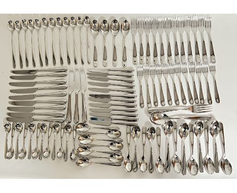 A large quantity of Alessi (Nuovo Milano?) stainless steel cutlery (complete sets of twelve) comprising twelve sundae spoons,