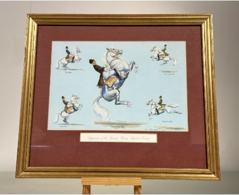 John Board (British 1886-1975), Lippizanas of the Spanish Riding School in Vienna print, in a glazed gilt frame. (24.5cmx36cm