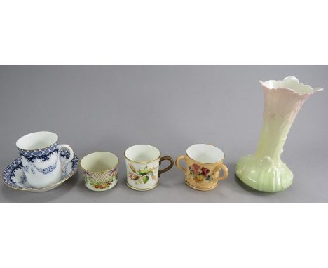 A group of early twentieth century Royal Worcester porcelain miniature wares, c.1900-30. To include: a vase, a cup and saucer