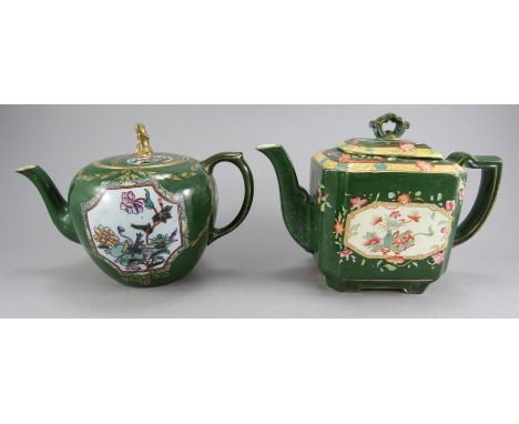 A mid-nineteenth century ironstone china Ashworths teapot and cover and another similar example, c.1860. They are both decora