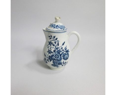  A Worcester Blue and White Sparrow Beak Jud with a matched cover , printed with the Three Flowers PatternDate circa 1770-80S