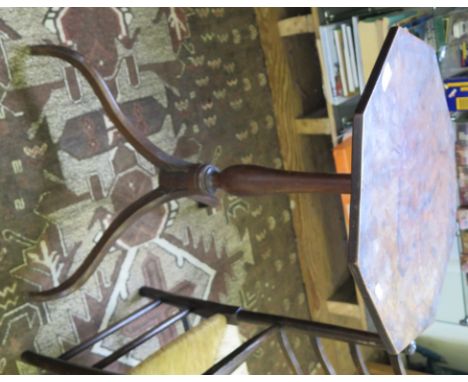 A 19th century mahogany tripod table, the octagonal top on a baluster stem on downswept legs, a.f., 45cm diameter