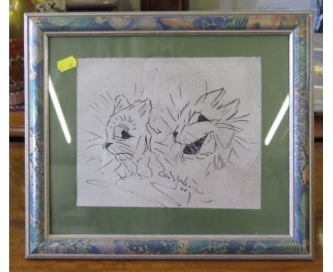 Louis Wain Study of Cats Heads Ink sketch, signed and dated '06, 18cm x 23cm
