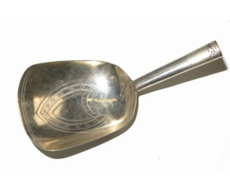 A Georgian silver caddy spoon (marks rubbed) 