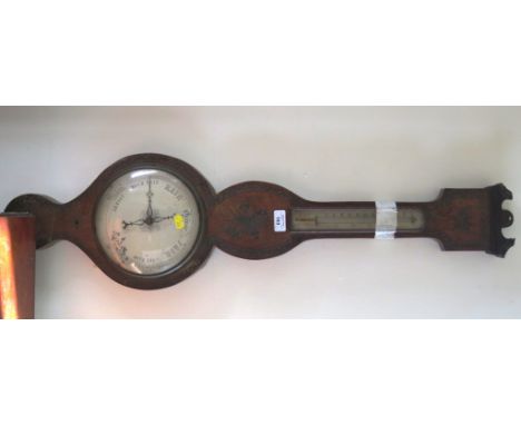 A Regency painted banjo barometer, with alcohol thermometer and circular dial, 94cm high