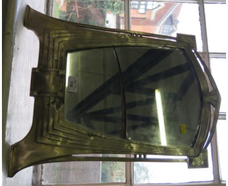 A white metal Succesionst style table mirror, the tapered rectangular plate within a stepped frame, the easel stand stamped W