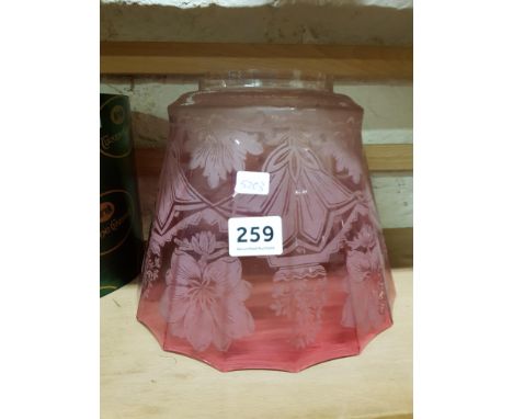 VICTORIAN RUBY GLASS OIL LAMP SHADE