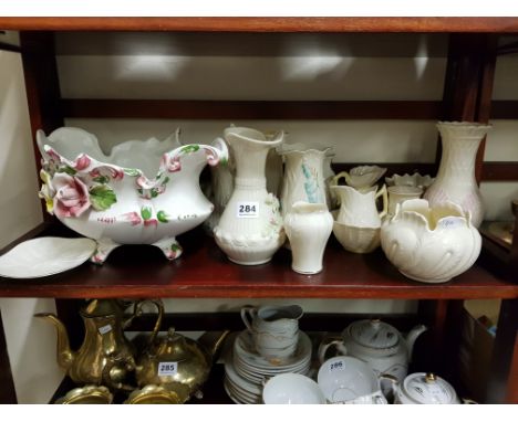 SHELF LOT OF BELLEEK AND CAPI DE MONTE