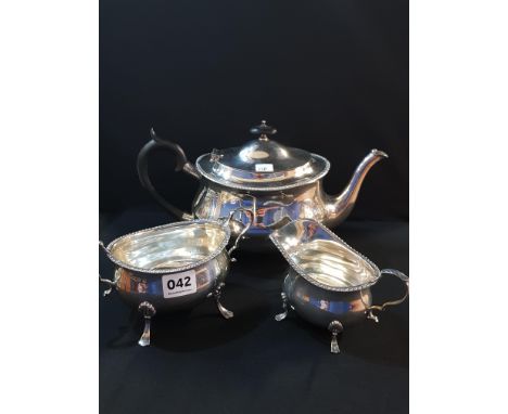 3 PIECE SILVER TEA SERVICE, TEA, SUGAR AND MILK APPROX 1165G LONDON