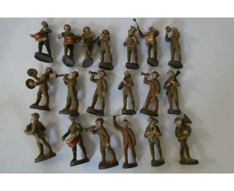 Nineteen Elastolin 100mm WW1 military band figures with conductor, most items in good condition for age (Est. plus 24% premiu