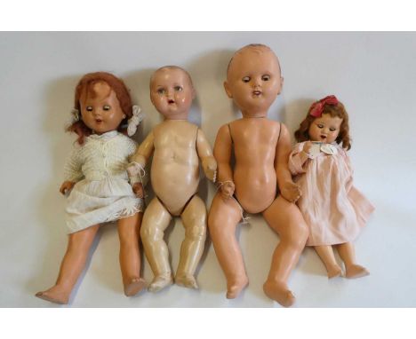 Four vintage dolls, comprising a 23" Frank Popper girl, a 27" Frank Popper boy, a 24" composition baby marked 037 - 4 and a 2