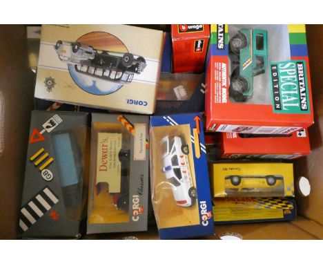 Modern issue diecast vehicles by Corgi, Britains and others including vintage buses and Land Rover, all items boxed, good to 