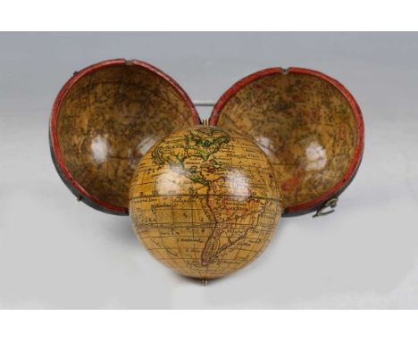 A fine George III 2¾ inch terrestrial pocket globe, after Herman Moll, with rectangular cartouche 'A Correct Globe with the n