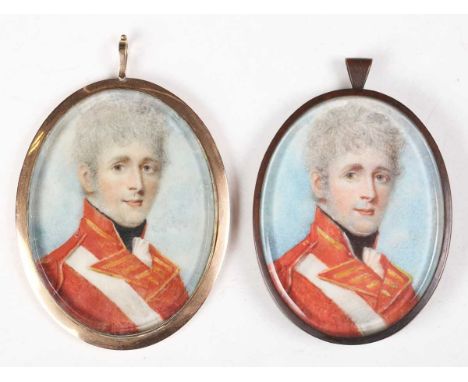 British School - a 19th century head and shoulders portrait miniature of an army officer, watercolour on ivory, 8cm x 6cm, mo