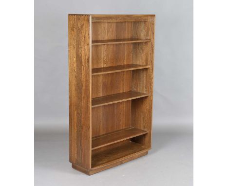 A modern Ercol open bookcase, height 152cm, width 92cm, depth 30cm.