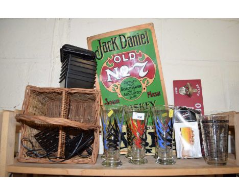 Mixed Lot: Lager glasses, cocktail mixer, wine bottle carrier etc