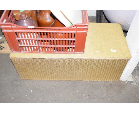 Lloyd Loom style upholstered ottoman