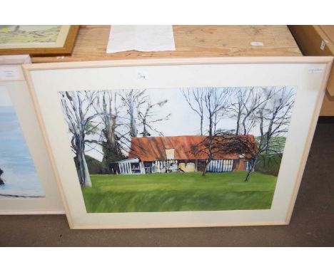 Wendy Long - Architectural study of a rural barn , gouache - framed