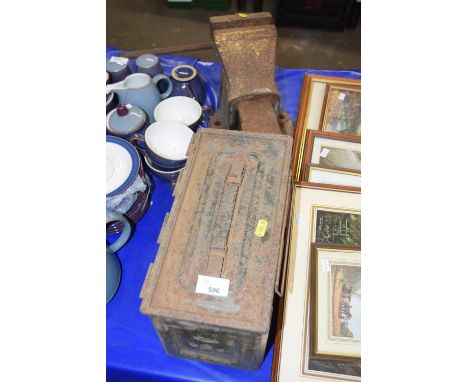 Bench anvil and a tin box