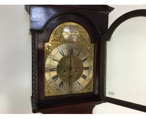 WEST OF SCOTLAND LONGCASE CLOCK 19TH CENTURY  with twin train eight day movement, the engraved brass face with silvered Arabi
