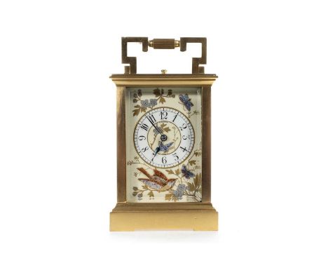 E. MAURICE &amp; CO. OF PARIS, FRENCH REPEATING CARRIAGE CLOCK EARLY 20TH CENTURY gilt brass case, set with composite panels 