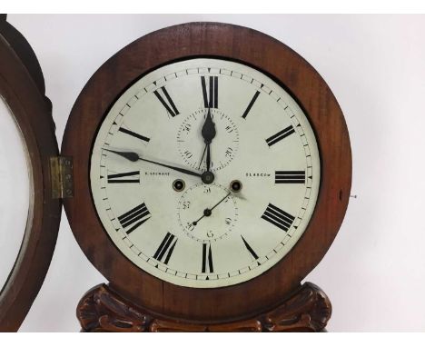 SCOTTISH MAHOGANY DRUM HEAD LONGCASE CLOCK 19TH CENTURY with two train eight day movement, the dial signed R. Stewart Glasgow